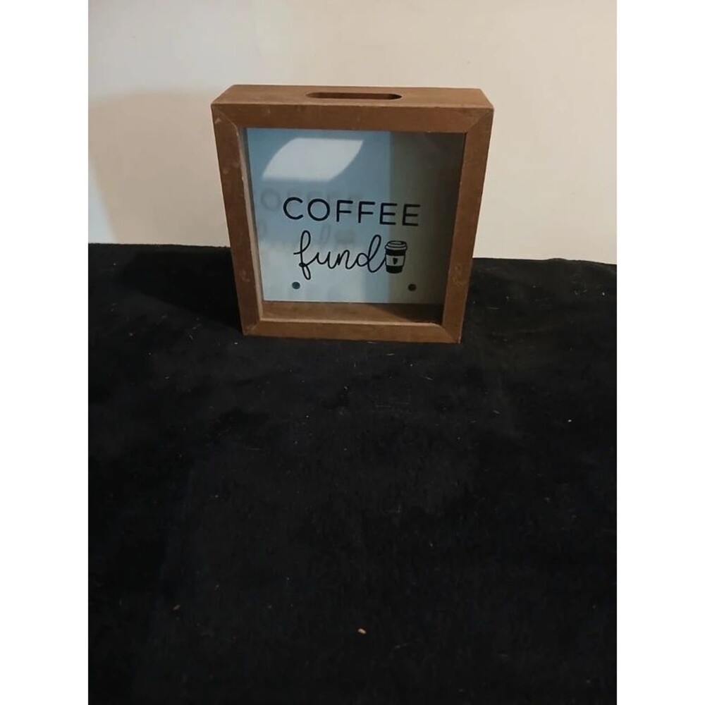 Coffee Fund Wooden Shadow Box Coin Bank Coffee Lover Decor